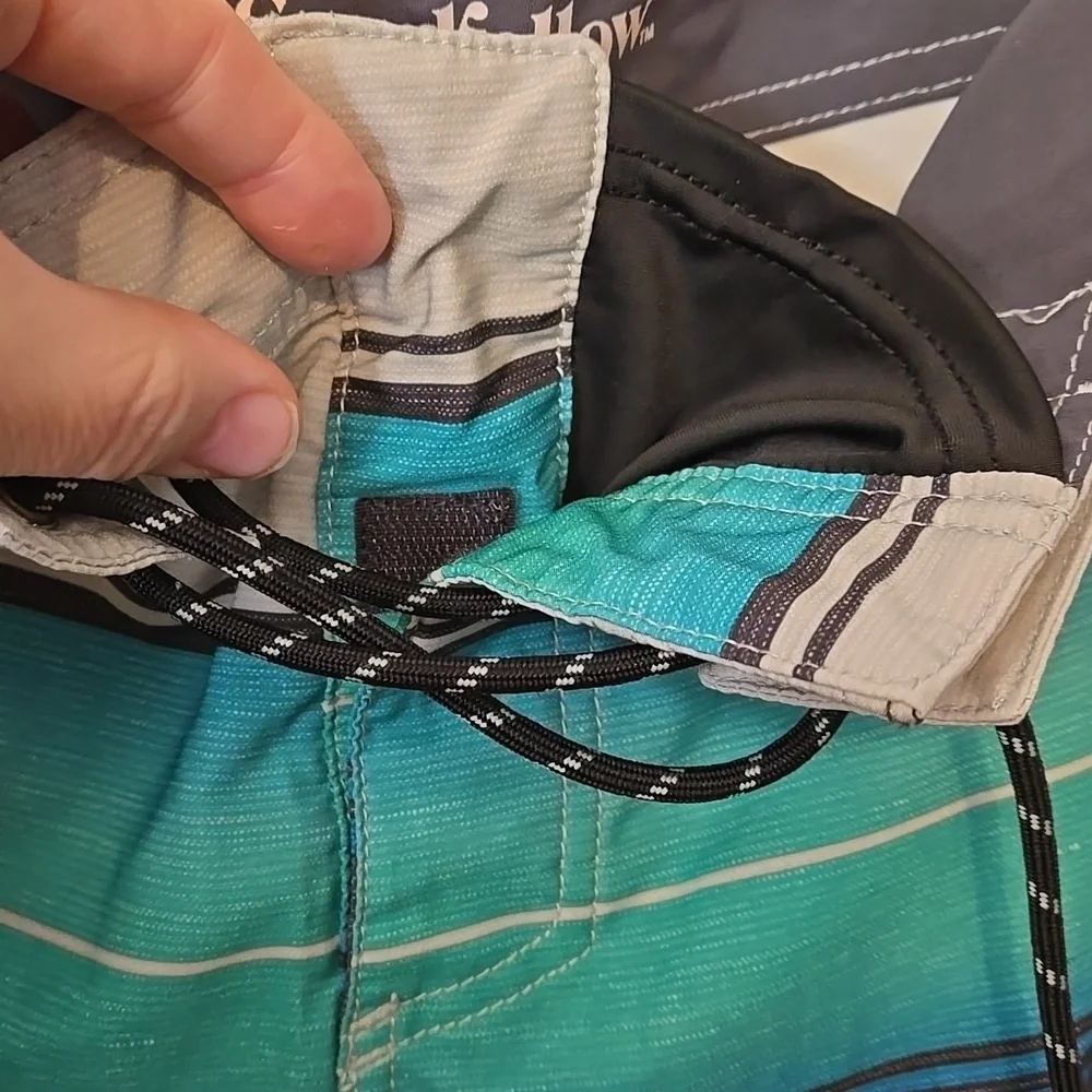 Goodfellow & Co, Shorts, Bermuda, Striped, Teal, Ombre, Lightweight, Velcro Fly